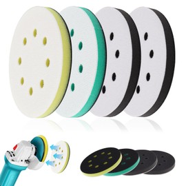 WEDAMOO Pack of 4 Sanding Disc Protectors Soft Pad, 125 mm Sponge Interface Pad Cushion Pad Velcro, Sponge Sanding Soft Pads, Special Replacement Pads for Sanders (8 Holes)