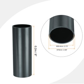 MECCANIXITY 3 Inch PVC Rigid Tube Round Pipe Tubing Hardware Tubing 69.4mm ID 76mm OD 20cm/8" Length Dark Grey High Impact for Water Pipe, Crafts