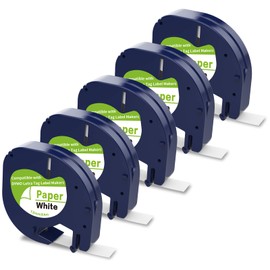 5 Pack Paper Label Refills Replacement for Dymo Letratag Refills 91200 White Paper Tape 1/2 X 13, Compatible with Dymo Label Maker Refills, Work for Letra Tag LT100H LT100T QX50