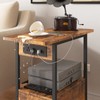 LIDYUK End Table with Charging Station, Narrow Side Table with
