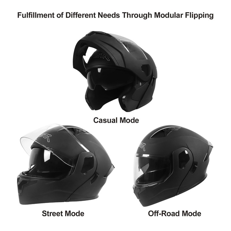 SPARK DOT Approved Modular Flip-Up Dual Visor Motorcycle Full Face