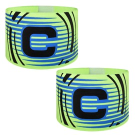Ynaice Captains Armband, 2 Pcs Adjustable Elastic Sports Arm Bands Nylon Velcro Multicoloured Adult & Youths Football Soccer Captains Armband for All Sports |Bright Green