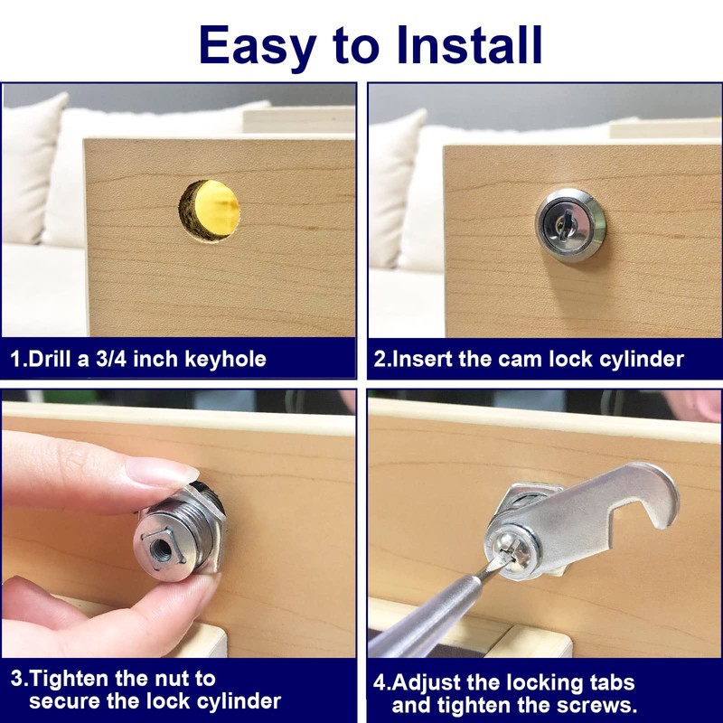 Jayseon 3 Pack Cabinet Locks with Keys, Mailbox Lock Cam