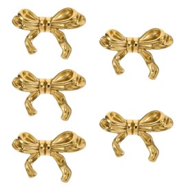 Artibetter Pack of 5 Bow Handle Dresser Drawer Handles Knobs for Kitchen Cabinets Door Pulls Cute Door Handle Furniture Knobs Wardrobe Handle Wardrobe Pulls Small Chest of Drawers Buttons Brass