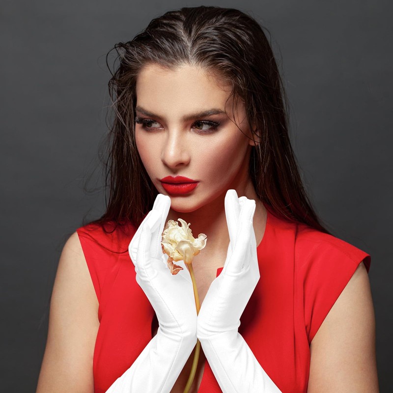 NebulaGlam 1920s Gloves Elbow Long Satin Gloves Women's Elegant Satin