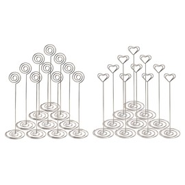 NXG 20 Pack 8.75 Inch Tall Place Card Holders Creative Photo Holder Chrome Plated Metal Funny Heart and Vortex Clip Desktop Decoration Memo Holder Stand Tabletop Card Holder