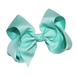 WD2U Girls 4" Solid Grosgrain Ribbon Boutique Hair Bow French Clip Barrette Aqua Blue