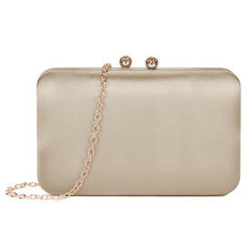 BAIGIO Elegant Satin Clutch Bag for Women Wedding Bridal Clutch Purse Rhinestone Formal Evening Bag Ladies Prom Party Handbag Champagne