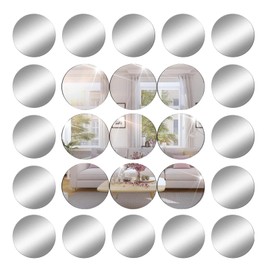 JMNHSOA 25 Stück Runde Kreis Spiegel Wandaufkleber Dekospiegel DIY, 5cm Acryl Spiegel Wand Dekor, Selbstklebende Flexibler Spiegel HD für Schlafzimmer,Wohnzimmer.