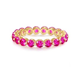 Yokoamii 14K Yellow Gold Plated Alloy Pink Crystal Ladies Fashion Ring, 60, Metal, Crystal