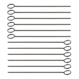 Great Credentials 10-Inch Long Stainless Steel Skewers, Ring-Tip Handle, 1-Dozen
