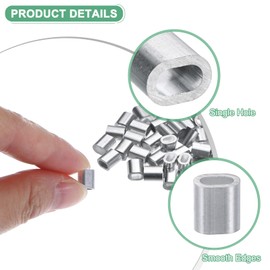 M METERXITY 150-Pack Aluminum Crimping Loop Sleeves, 2mm 5/64" Single Round Barrel Wire Rope Sleeves Cable Ferrule for Wire Rope/Cables Crimping Loop Sleeve