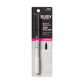 Ruby Kisses Waterproof Matte & Metallic Duo Eyeliner - Dual-Ended Smudge-Proof Pencil for Precision & Eyeshadow Multi-use, Long-Lasting, Intense Color (White/Black)
