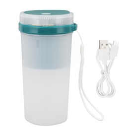 300ml USB Charging Electric Juicer Cup Security Lock Blender with 6 Leaf Knife and Waterproof Blue Light Display for Home Green