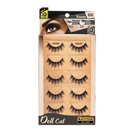 CATTITUDE 3D LASHES Ashlyn Doll Cat, Lightweight & Reusable, Cruelty-Free - 5 Pairs