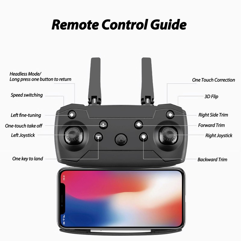 Jectse Foldable Drone, Mini RC Quadcopter with Dual 4K &