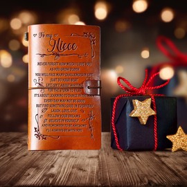 Hiipeenow Niece Gifts from Auntie, 140 Pages Leather Journal Present, Valentines Day Graduation Back to School Birthday Christmas Gifts for Niece from Aunt