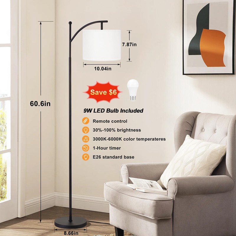 60" Floor Lamps with Remote Control & Bulb, Colors Temperature