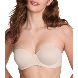 Victoria's Secret Pink Wear Everywhere Strapless Push Up Bra, Padded, Adjustable Straps, Beige, (32C)