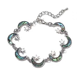 KunBead Jewelry Moon and Stars Shell Bracelet for Women Birthday Adjustable Bracelets for Summer Holiday