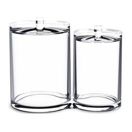 Caja de almacenamiento de cosméticos de escritorio de plástico para hisopos, bolas de algodón, discos desmaquillantes y hilo - Impermeable y a prueba de polvo - Diseño de 2 compa