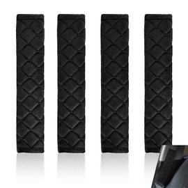 Oslynia 4 Pack Seat Belt Cover, 11 inch Black Thickened Flannel General Car Seat Strap Pads, Adult Infant Neck and Shoulder Car Seatbelt Cover,Various Backpack Shoulder Strap Pad (Rhombic)