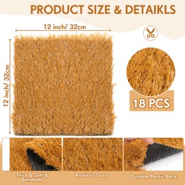 Teenyyou 18 Pack Chicken Nesting Box Pads, 13 x 13 x 1.18 Inch Washable Nesting Pad for Chicken Coop, Artificial Grass Rug Carpet Reusable Nest Box Bedding Fake Synthetic Turf Mat for Hen Laying Eggs