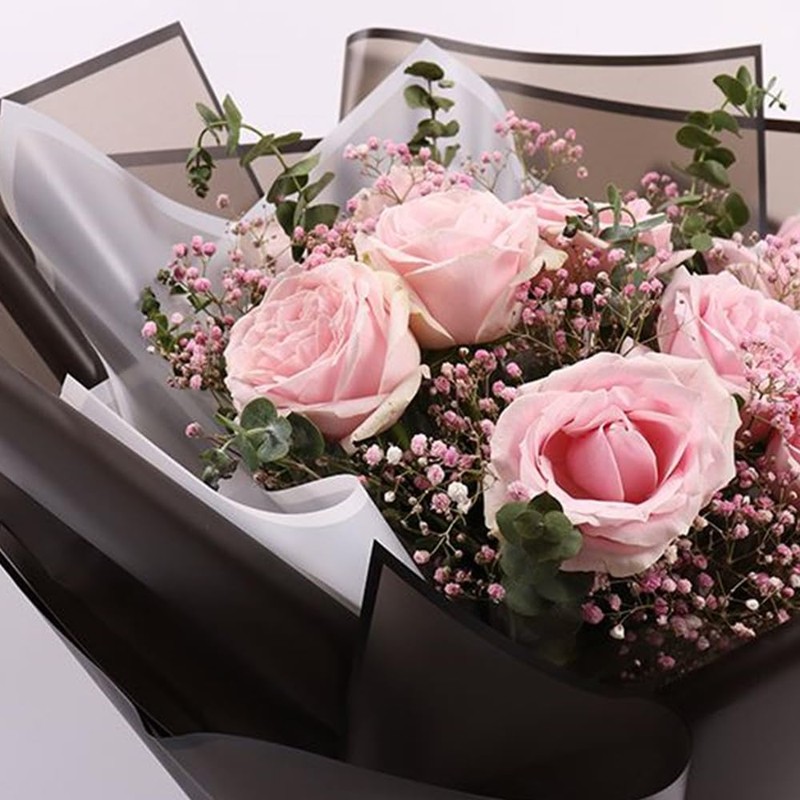 20 Pcs Black Border Wrapping Paper for Valentine's Day Bouquet,