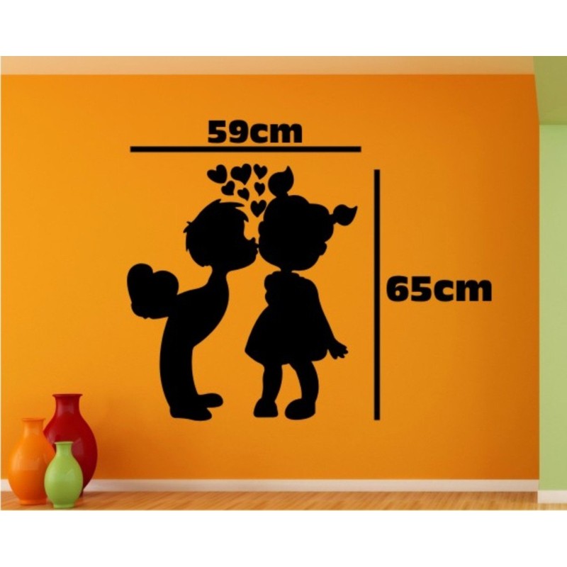 Kissing Child Love Black Wall Sticker and Wallpaper Size(59 65)