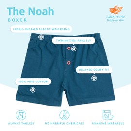 Lucky & Me Boys Underwear, Boxers Style 100% Cotton, Noah 5 Pack (US, Age, 4 Years, 5 Years, Sky)