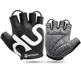 KONVINIT Cycling Gloves Fingerless Rubber Padded Women & Men Gym MTB Breathable Non-Slip Outdoor Sports Gloves by, black, xxl