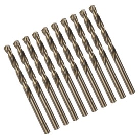 TOP-VIGOR 10Pcs 6mm Cobalt Jobber Drill Bits, M35 High Speed Steel HSS Twist Dril Bit Tool with Straight Shank for Drilling Hardened Metal, Stainless Steel, Cast Iron, Wood and Plastic