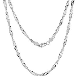 Sterling Silver 3.3mm Singapore Chain Bracelet for Men Nickel Free Italy, 8 inch