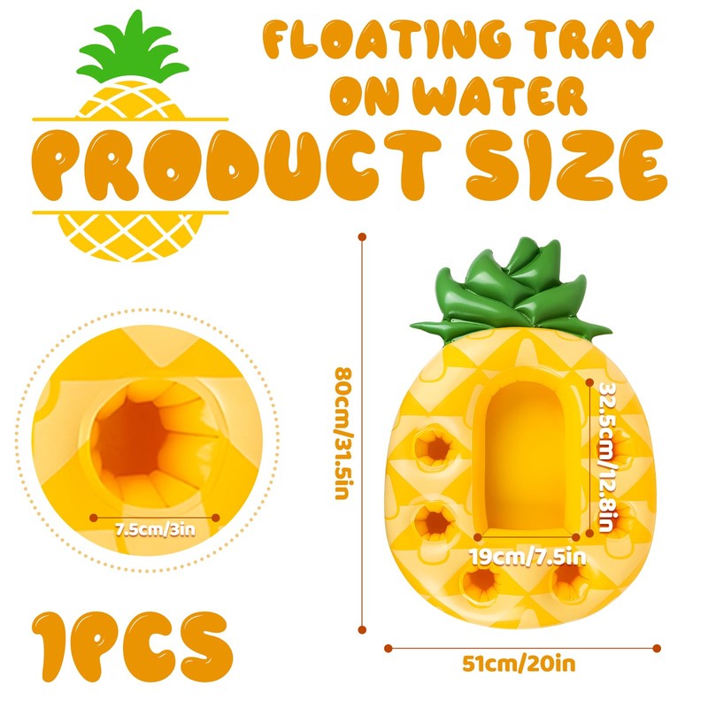 dellyy Pineapple Inflatable Drink Holder, Pool 2-in-1 Drinks and Snack