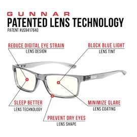 GUNNAR - Blue Light Reading Glasses - Blocks 65% Blue Light - Vertex, Gray Crystal, Clear Tint, Pwr +1.0