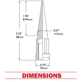 Wheel Accessories Parts Set of 16 ATV/UTV Red Spike Installation Lug Nut Kit | Solid Metal Lug Nuts 10 X 1.25 Thread 3.35" Tall Closed End Bulge Acorn Spiked Lug Nut 1 Long Socket Key (M10x1.25)
