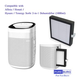 PUREBURG 3-Pack Replacement HEPA Filter Set Compatible with Afloia AQ8 Q8 & Honati Hysure Q7, Tenergy Sorbi 2-in-1 Dehumidifier (1000ML)