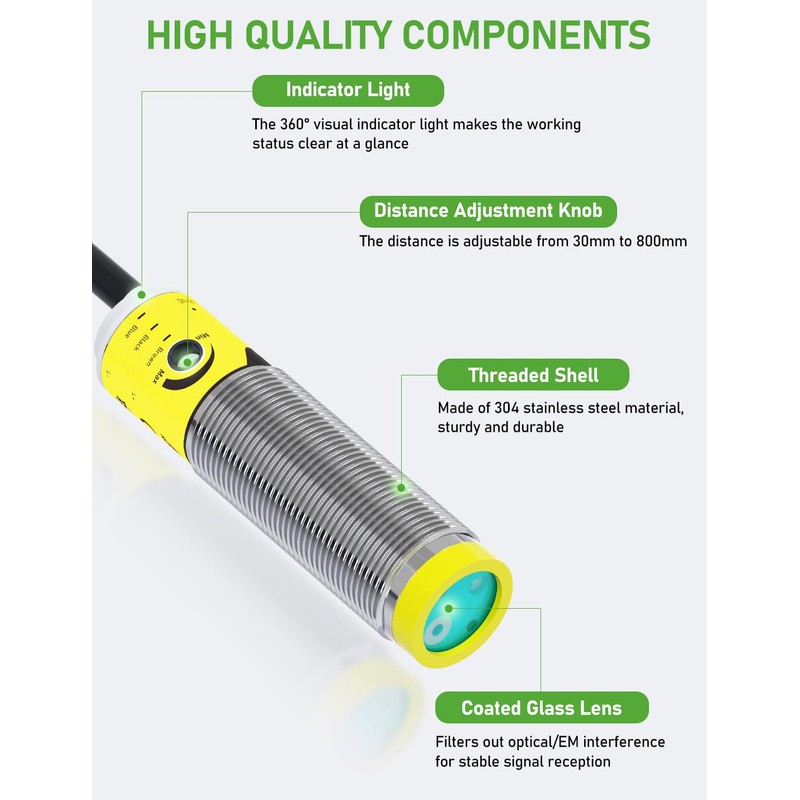DIHOOL Photoelectric Proximity Sensor, Laser Motion Switch,IP65 Waterproof, Normally Open