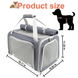 Texsens Cat-Carrier-Large-Pet-Carrier, Soft Cat Carrier for 2 Cats, Pet Carrier for Cat, Collapsible Cat Bag for Home Outdoor Travel, Airline Approved, Privacy Protection (Grey)