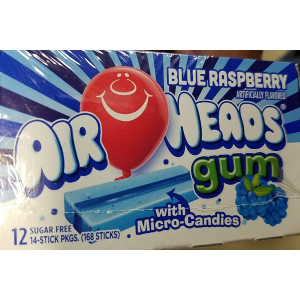 Air Heads Gum With Micro-Candies Blue Raspberry 12 Count Sugar Free