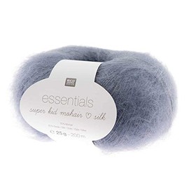 Rico Essentials Super Kid Mohair Loves Silk, Colour 041 Smoky Blue, Lace Yarn Made of Super Kid Mohair & Silk for Knitting and Crocheting, Lace Wool, Needle Size 4.5 mm
