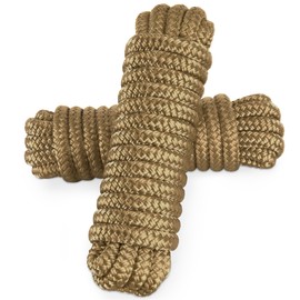 AOLEBA Boat Dock Lines 3/8'' x 15' Dock Line for Boats, Double Braided Nylon Boat Rope, Boat Lines for Docking with Loop, Mooring Lines Marine Rope Set - 2 Pack (Brown)