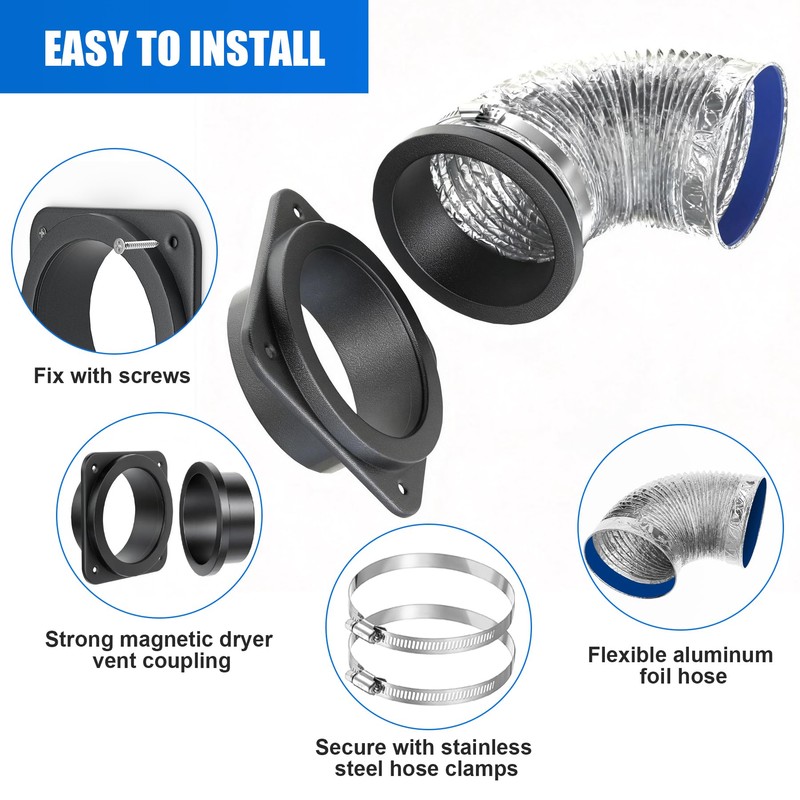 Magnetic Dryer Vent Coupling, Magnetic Dryer Vent Connector Kit, Strong