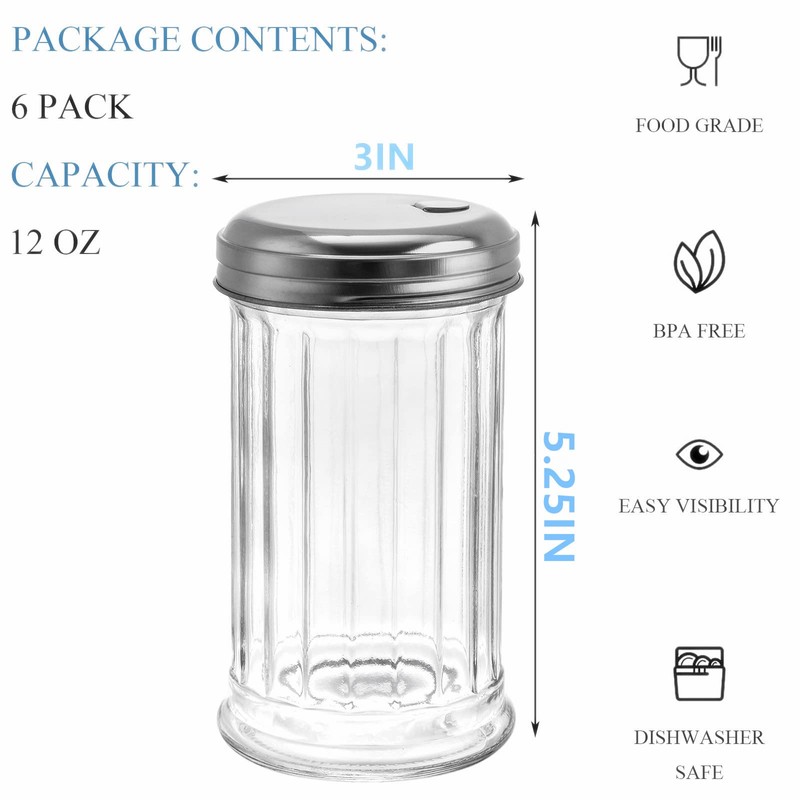 Tebery 4 Pack Sugar Shaker Dispenser Airtight, 12 Oz Thick