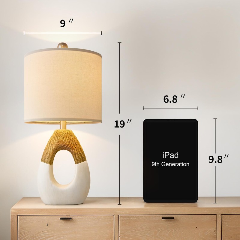 OYEARS Boho Table Lamps Bedroom Living Room Set 2 Small
