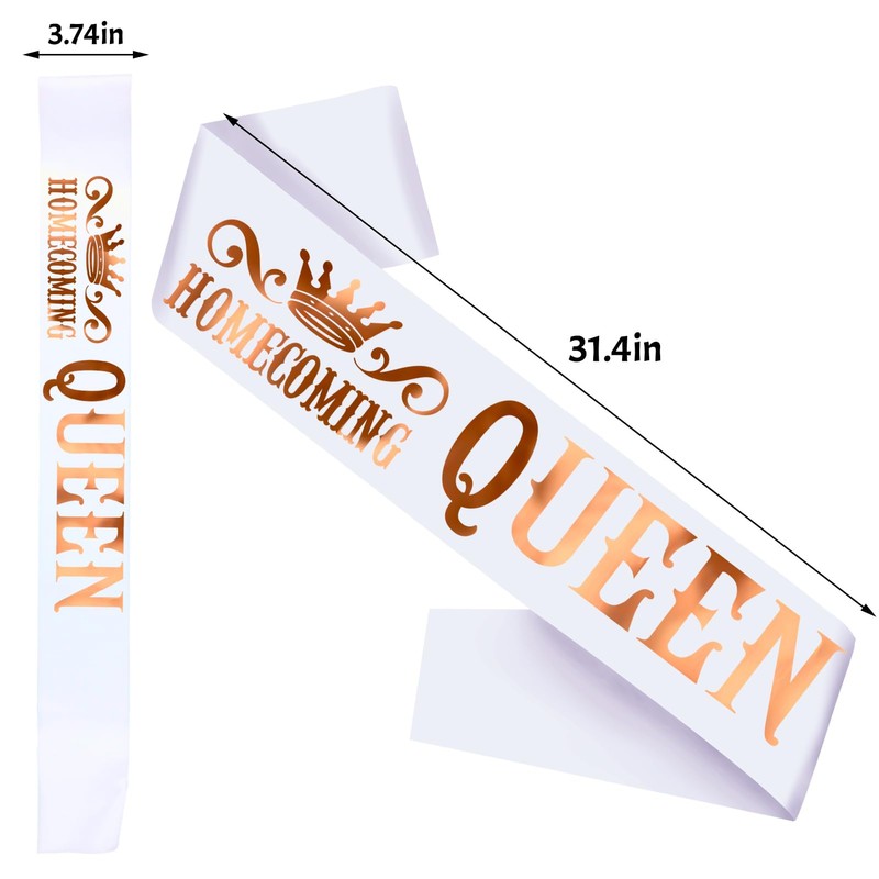 2 Pcs Homecoming King and Queen Sashes With Gold Foil