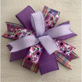 Handmade 10" Whimsical Spring Wreath Bow, Summer Lantern Bow - Handmade - Purple