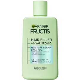 Garnier Fructis Hair Filler Champú Reparador de Humedad, Champú Sin Sulfato para Cabello Rizado, Ondulado Con Ácido Hialurónico, 10.1 Fl Oz, 1 Recuento