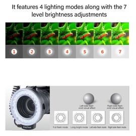 Asixxsix Macro Ring Flash, 3000-15000K 48 LEDs Adjustable LED Ring Light with LCD Display, 9 Adapter Rings and 2 Flash Diffusers for DSLR Cameras