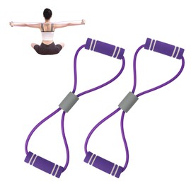 2 Pcs Resistance Band with Handles,Figure 8 Resistance Band,Suitable for Full Body Exercise, Strength Training,Flexibility, Exercise Elastic Rope,Suitable for Home,Gym (Purple)
